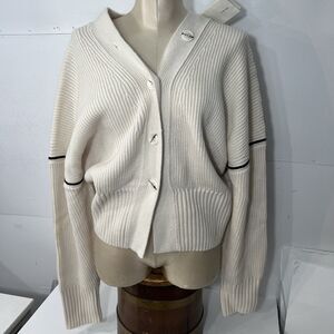 H&M Studio Collection Cardigan XL Wool Chunky knit v neck AW2024 NWT cream
